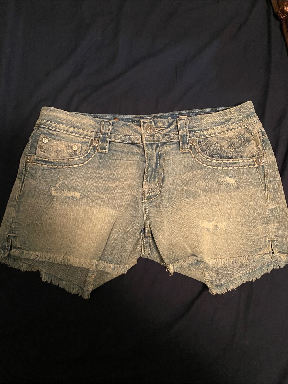 Women’s MISS ME Distressed Denim Shorts in Light Blue